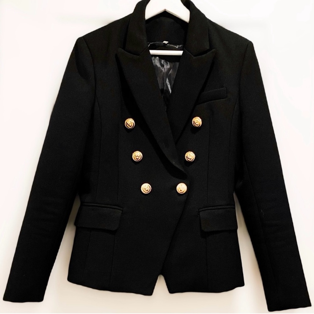Women's Black Double-Breasted Jacket